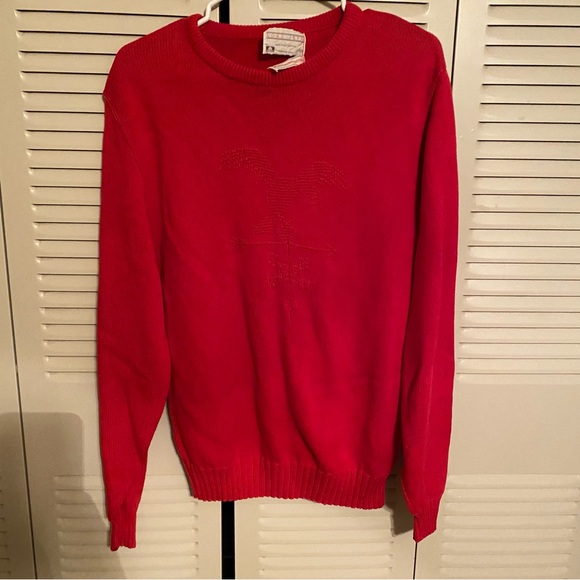 Vintage eagle weathervane knit cotton sweater medium. Farm patriotic - Picture 2 of 3